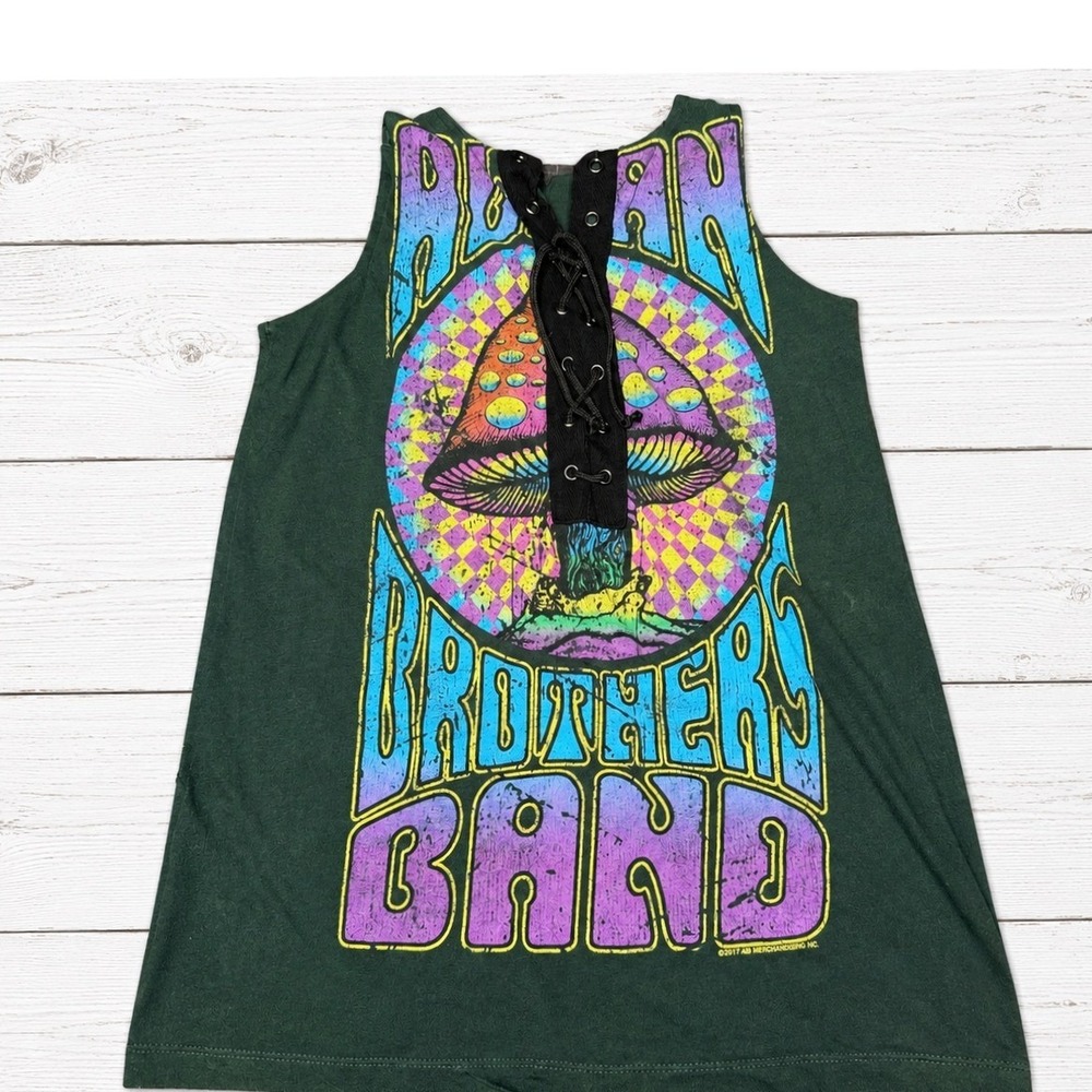 Allman Brothers Band Upcycled Girls Lace-Up Tank Dress Boho Rock Size 8/10